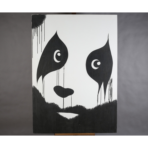 65 - ARR Pure Evil (Charles Uzzell Edwards) b1968, Pandas Rock, triptych, stencil spray paint on canvas, ... 