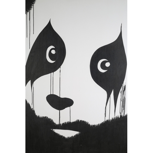 65 - ARR Pure Evil (Charles Uzzell Edwards) b1968, Pandas Rock, triptych, stencil spray paint on canvas, ... 