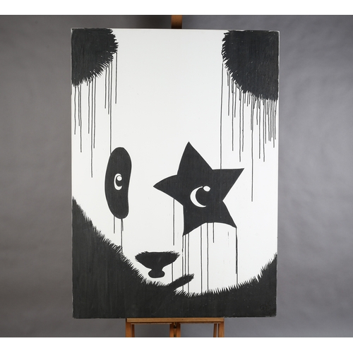 65 - ARR Pure Evil (Charles Uzzell Edwards) b1968, Pandas Rock, triptych, stencil spray paint on canvas, ... 