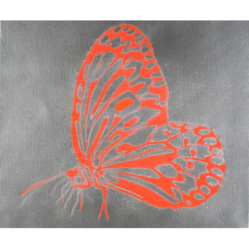 66 - ARR Pure Evil (Charles Uzzell Edwards), b 1968, Butterfly, spray paint stencil on canvas 1/4, signed... 