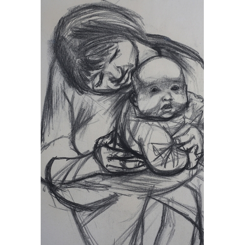 38 - ARR Derrick Greaves (1927-2002) Mother and Child, charcoal, signed and dated (19)56 to lower right 5... 