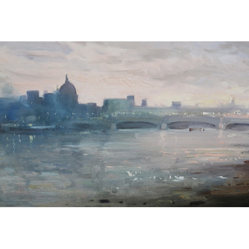 28 - ARR John Barrie Haste (1931-2011), The Thames and St. Paul's silhouetted against the evening sky, oi... 