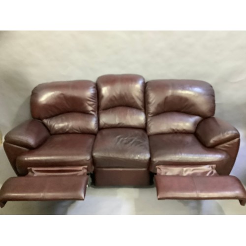 352 - A three seater Laz-Boy reclining sofa together with matching reclining chair, detachable backs