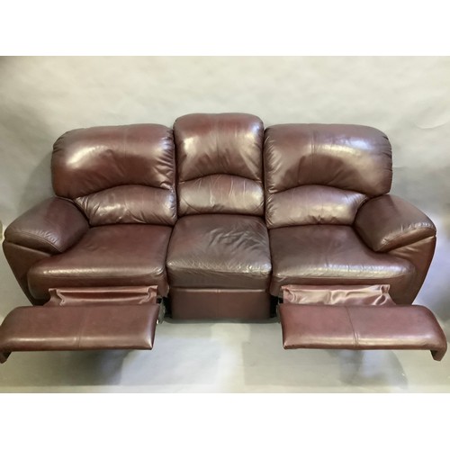 352 - A three seater Laz-Boy reclining sofa together with matching reclining chair, detachable backs