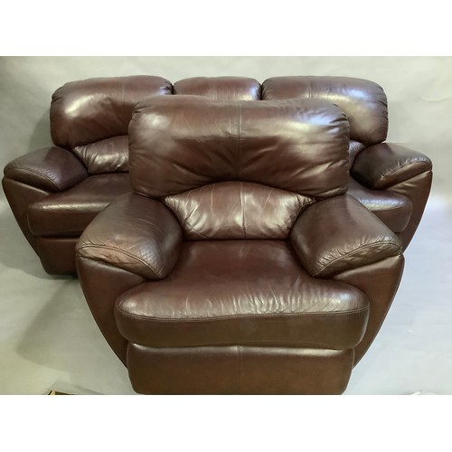 352 - A three seater Laz-Boy reclining sofa together with matching reclining chair, detachable backs