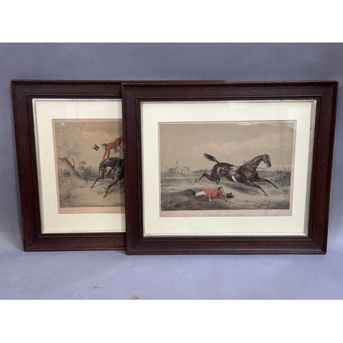 326 - A pair of hand tinted lithograph hunting scenes titled 'Despatch to Headquarters' and 'A Rare Sort f... 