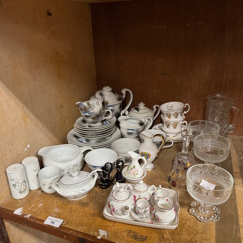 76 - A Japanese part tea service, miniature tea set, moulded glass ware and 50th anniversary teacups etc