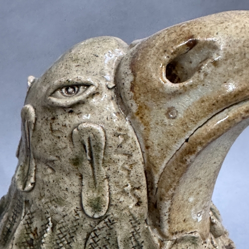 55 - Jennie Hale (20/21st Century), Studio Pottery - a salt glaze stoneware bird of prey and cover, the b... 