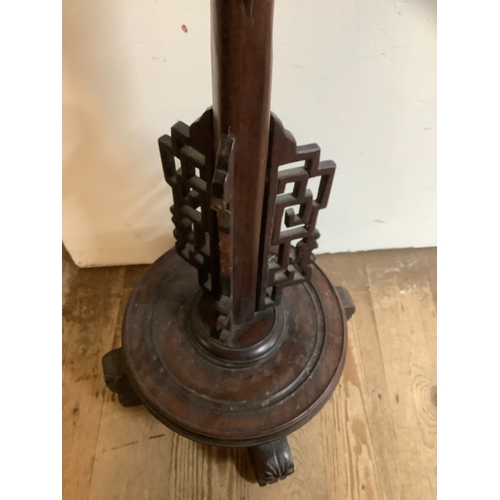 53 - An early 20th century Chinese carved hardwood dragon standard lamp (without electrical fitting), on ... 