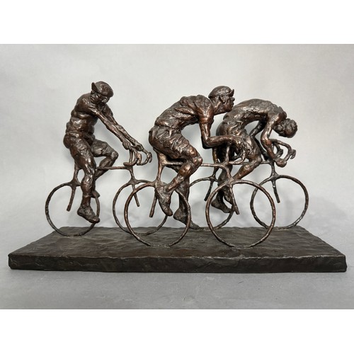 64 - Grant Palmer (20/21st Century), Three Cyclists (Wheels on Fire) bronze sculpture, no 2/50 with certi... 