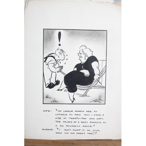 42 - E Taylor (Mid 20th century), a portfolio of cartoons, pen and ink on paper (16) and four drawings: t... 