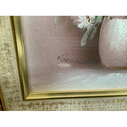 329 - Three modern, floral still lives, oil on board, signed 'Goldberg' to lower right, framed, 19cm x 24c... 