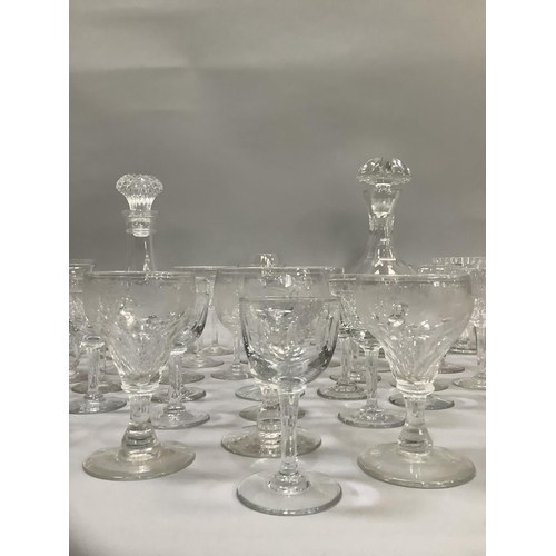 117 - Cut and moulded glass fruit bowls, vases, decanters, cream jugs, ports and sherries, water glasses, ... 