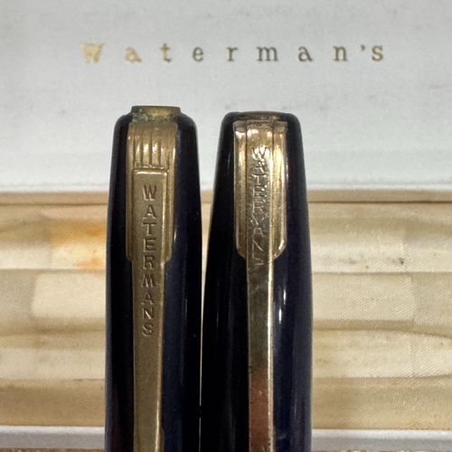 50 - A Watermans fountain pen in blue black case with 14ct gold nib together with a similar propelling pe... 