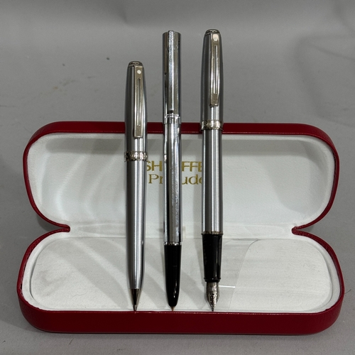 60 - A Sheaffer brushed white metal roller ball pen, presentation National Blood Service 50 donations and... 