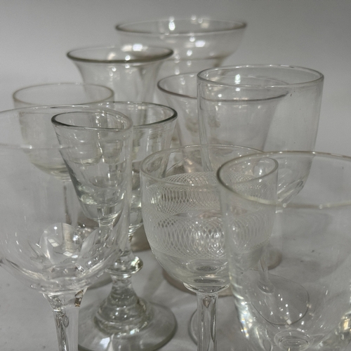 164 - 19th century and later wine, sherry and syllabub glasses together with an art nouveau opaque glass s... 