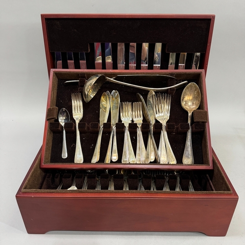 68 - A canteen of silver plated cutlery of beaded design for a minimum of six, some items with additional... 