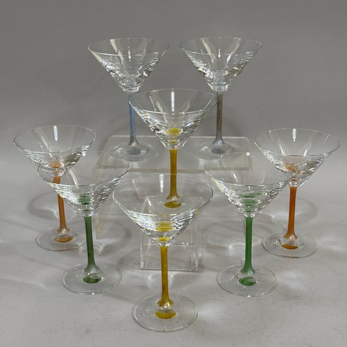 62 - A set of eight cocktail glasses with harlequin stems