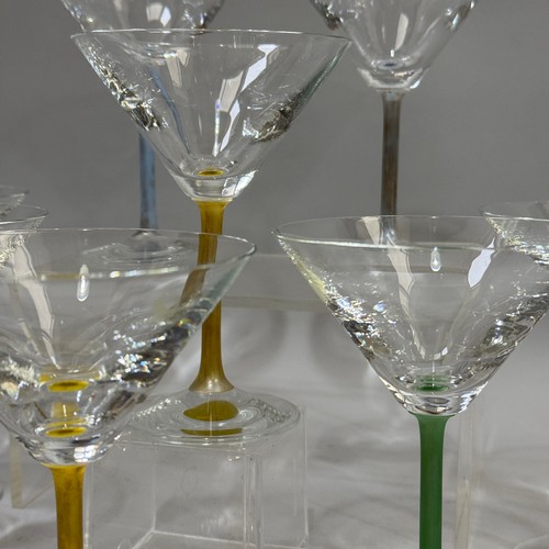 62 - A set of eight cocktail glasses with harlequin stems