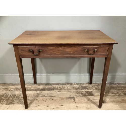 352 - A 19th century mahogany side table, rectangular, a drawer to the apron and on square tapered legs