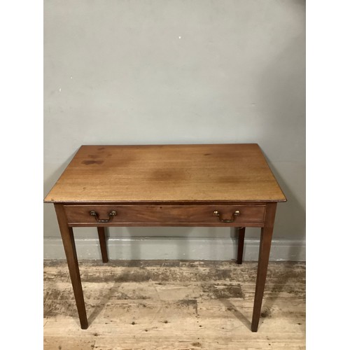 352 - A 19th century mahogany side table, rectangular, a drawer to the apron and on square tapered legs