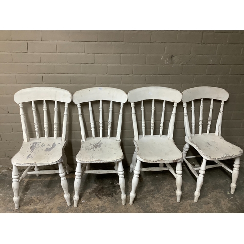 141 - Four painted pine farmhouse kitchen chairs