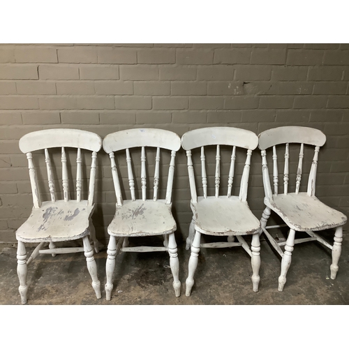 141 - Four painted pine farmhouse kitchen chairs