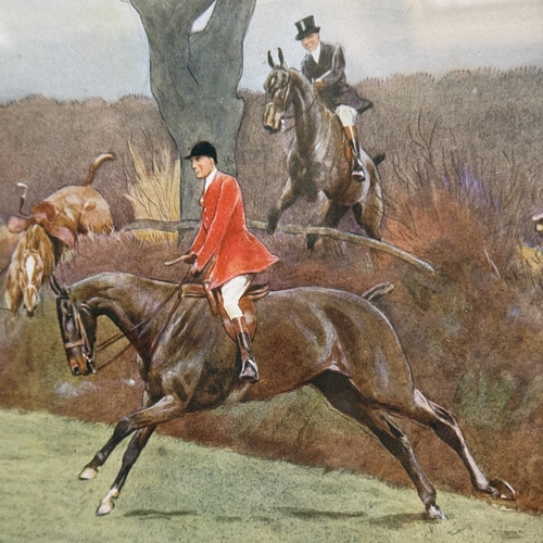 338 - A colour print of a hunting scene after Cecil Aldin signed in pencil to the margin, mount size 50cm ... 