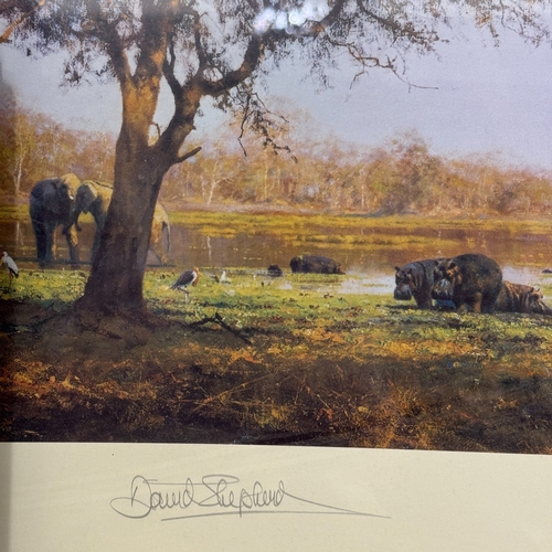 373 - Luangwa Evening, colour print after David Shepherd, signed in pencil to the margin with blind stamp,... 