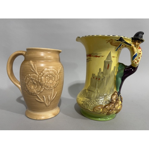 20B - A Burleigh ware pied piper jug together with Burlington ware flower moulded buff jug and a quantity ... 