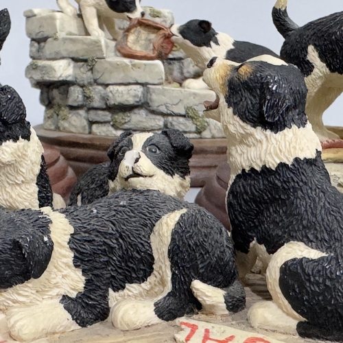 38 - A Border Fine Arts group of sheep dog puppies, impressed mark James Herriot 1990 and signed D Walton... 