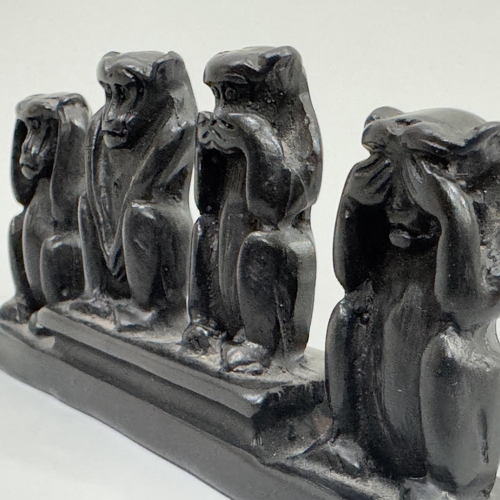 43 - A resin group of four monkeys, see no evil, hear no evil.... 13cm wide