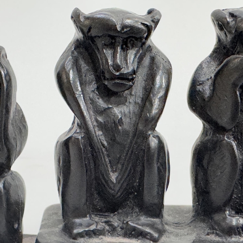 43 - A resin group of four monkeys, see no evil, hear no evil.... 13cm wide