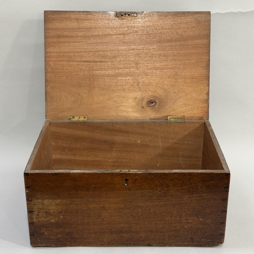 308 - A mahogany box with hinged lid, 50cm x 34 cm x 25cm