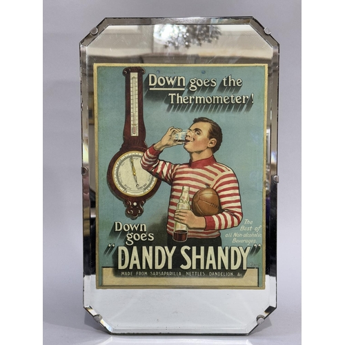 69 - A shop counter mirrored advertising sign for Dandy Shandy made for Sarsaparilla, nettles, dandelion,... 