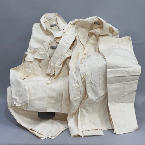 290 - New sets of utility wear in cream drill cotton by Cosmic Paris including four buttoned jackets and t... 