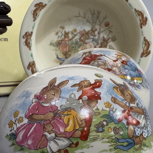 267 - A pair of Royal Worcester egg coddlers in original box, two Royal Doulton Bunnykins money boxes and ... 