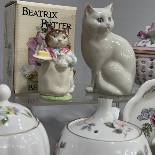 244 - A small collection of ceramics including Beatrix Potter figure by Beswick, china teapot, Wedgwood pi... 