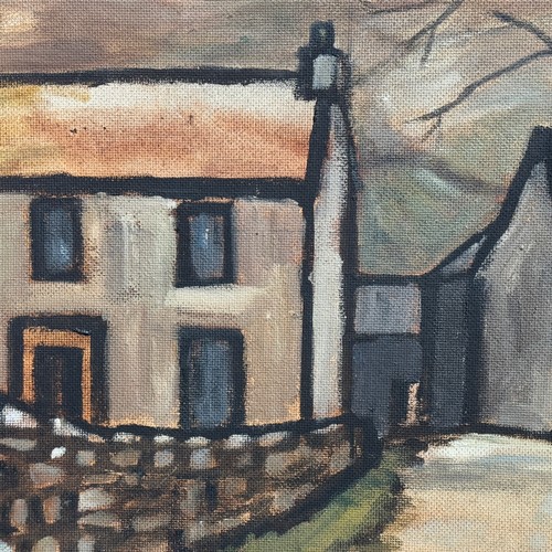 299 - Kathleen White, mid 20th century, Fell Farm, oil on board signed to lower right, 70cm x 91cm