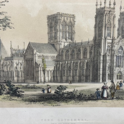 292 - Three antique prints including Rievaulx Abbey, Yorkshire, York Cathedral and Whitby from the sands