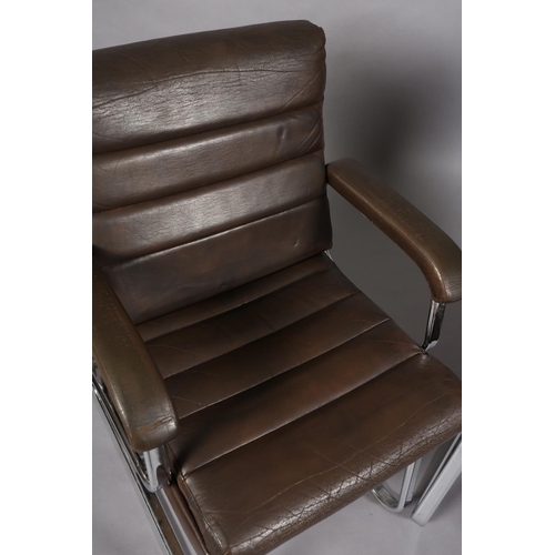 26 - Gordon Russell for Verco, c1970s, a pair of brown leather and chrome office desk chairs