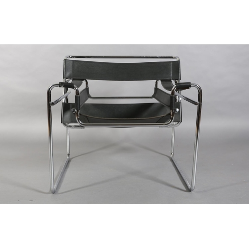 53 - A chrome and black leather lounge chair after the B3 design by Marcel Breuer