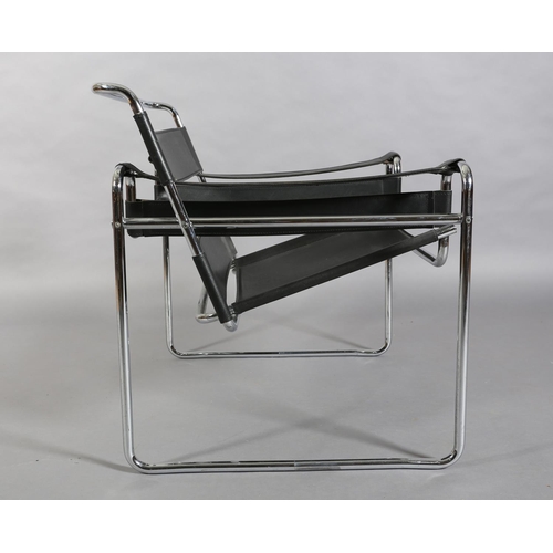 53 - A chrome and black leather lounge chair after the B3 design by Marcel Breuer