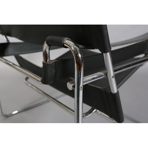 53 - A chrome and black leather lounge chair after the B3 design by Marcel Breuer