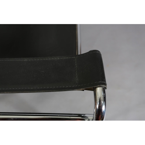 53 - A chrome and black leather lounge chair after the B3 design by Marcel Breuer