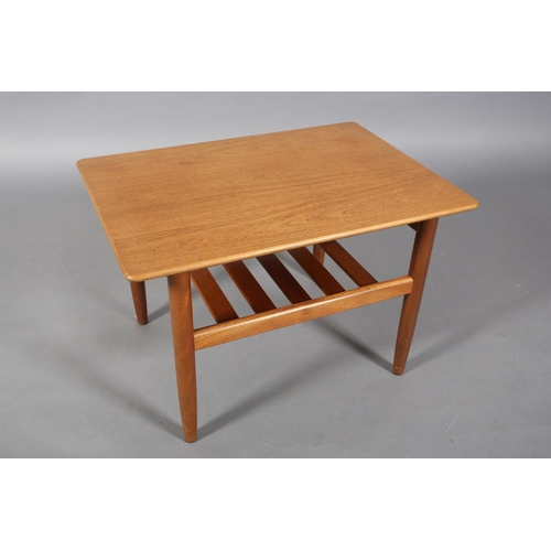 73 - A G Plan teak coffee table, rectangular with railed undertier, 71cm long x 50cm wide x 46cm high