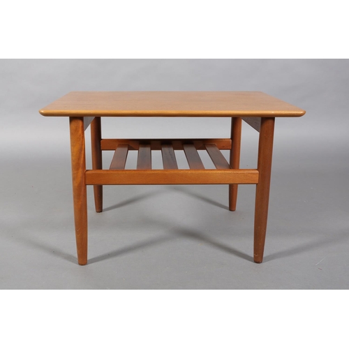 73 - A G Plan teak coffee table, rectangular with railed undertier, 71cm long x 50cm wide x 46cm high