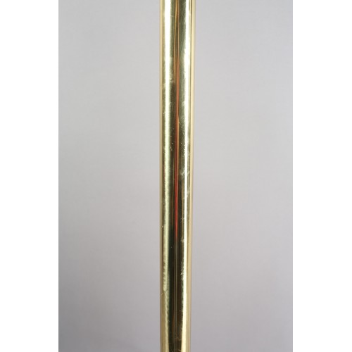 29B - A pair of brass floor lamps c1990s, the plain columns on circular pine bases, 111cm high to fitting