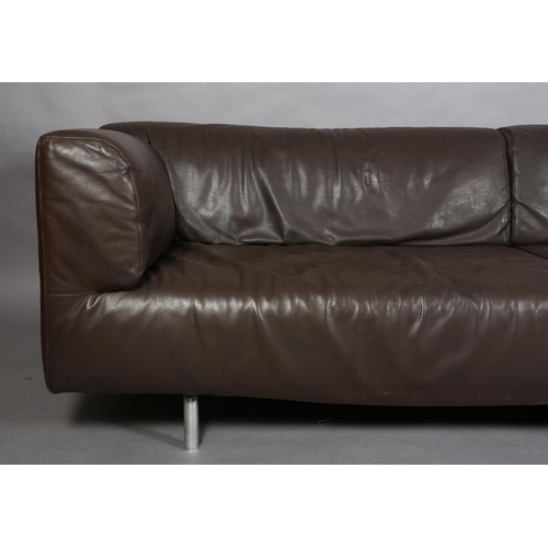 20 - Piero Lissoni for Cassina, MET 250 sofa in brown leather on chrome legs, 251cm long x 92cm wide