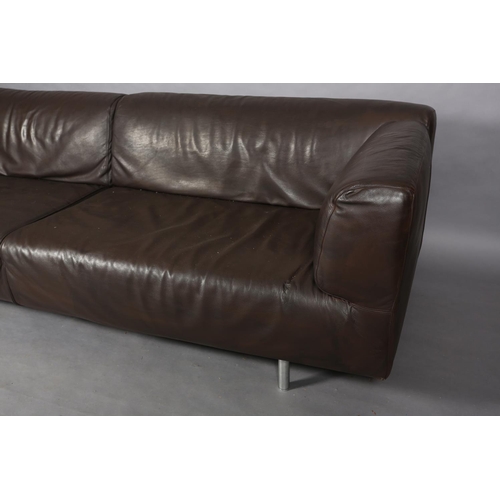 20 - Piero Lissoni for Cassina, MET 250 sofa in brown leather on chrome legs, 251cm long x 92cm wide